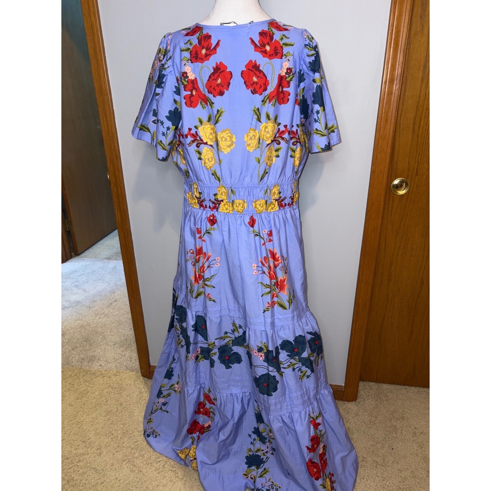 Anthropologie Somerset Maxi Dress Blue Floral Smocked Tiered Cotton XL New - Picture 5 of 9